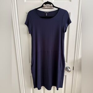 Eileen Fisher Navy Blue Short Sleeve Dress size small